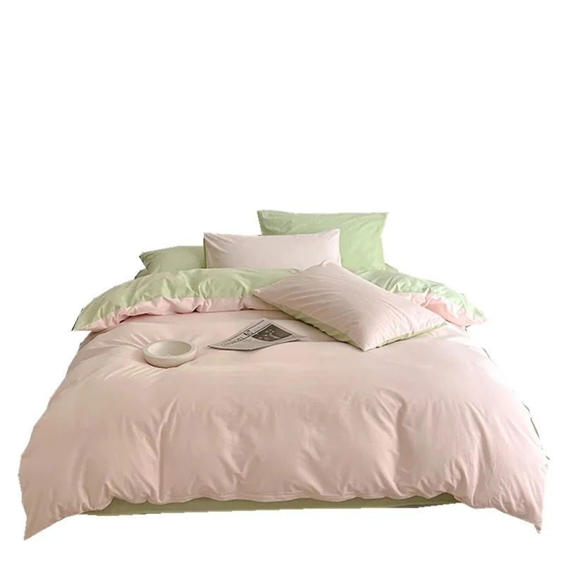Ins Mint Green And Pink Two-tone All-cotton Four-piece Bedding Set — image 10