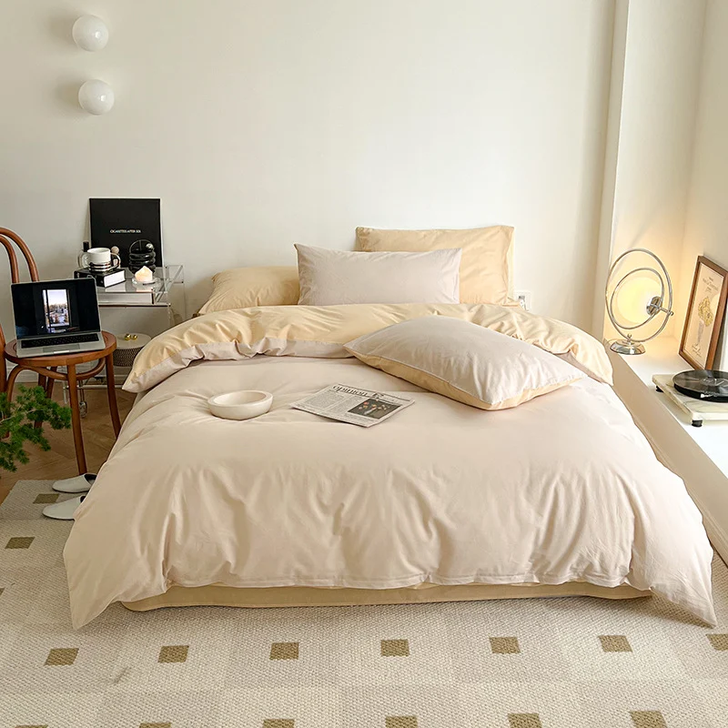 Ins Mint Green And Pink Two-tone All-cotton Four-piece Bedding Set — image 17