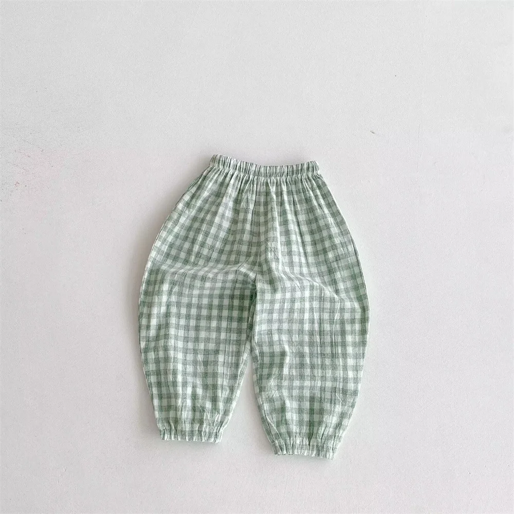 Ins Summer Children's Plaid Trousers Thin Linen Style — image 4