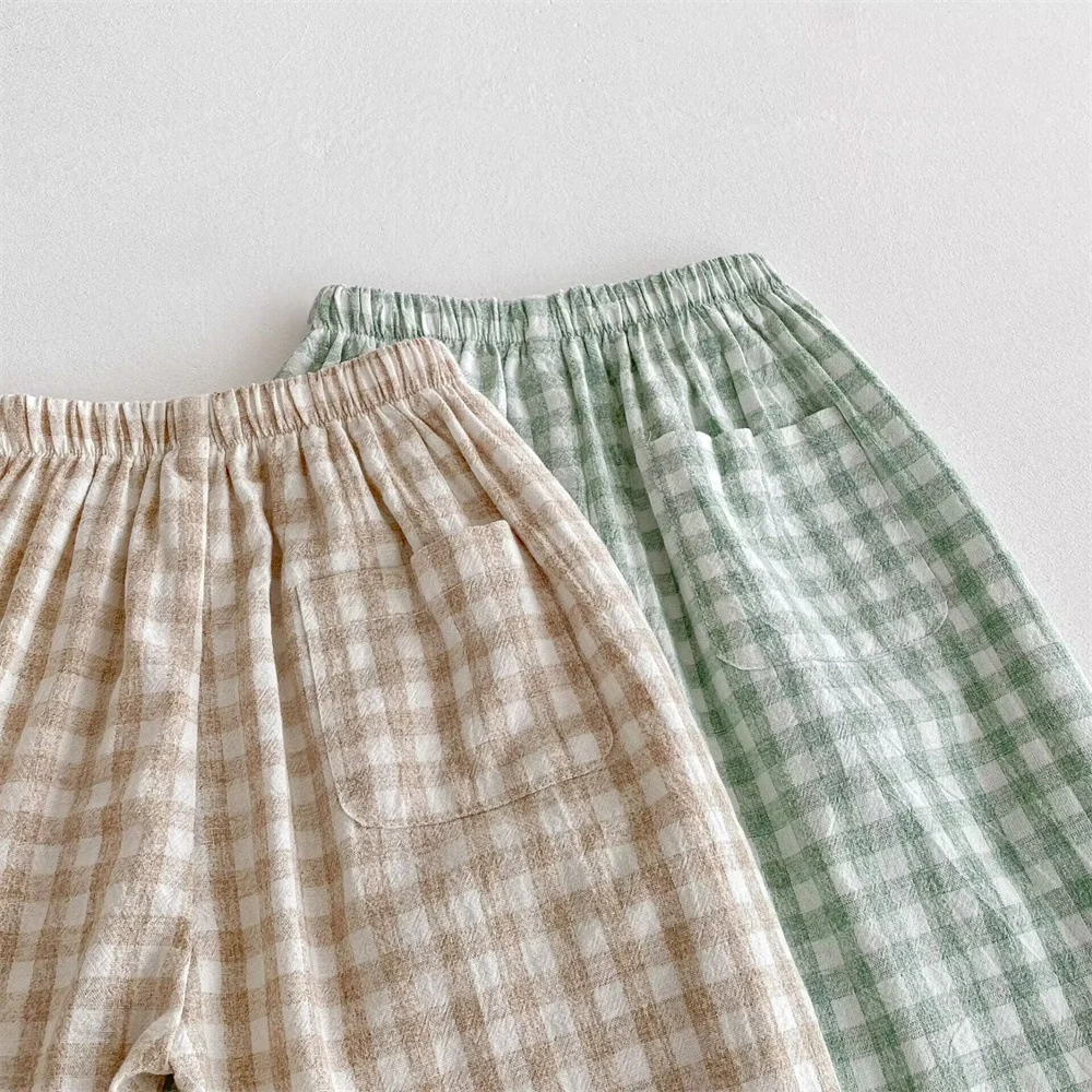 Ins Summer Children's Plaid Trousers Thin Linen Style — image 6