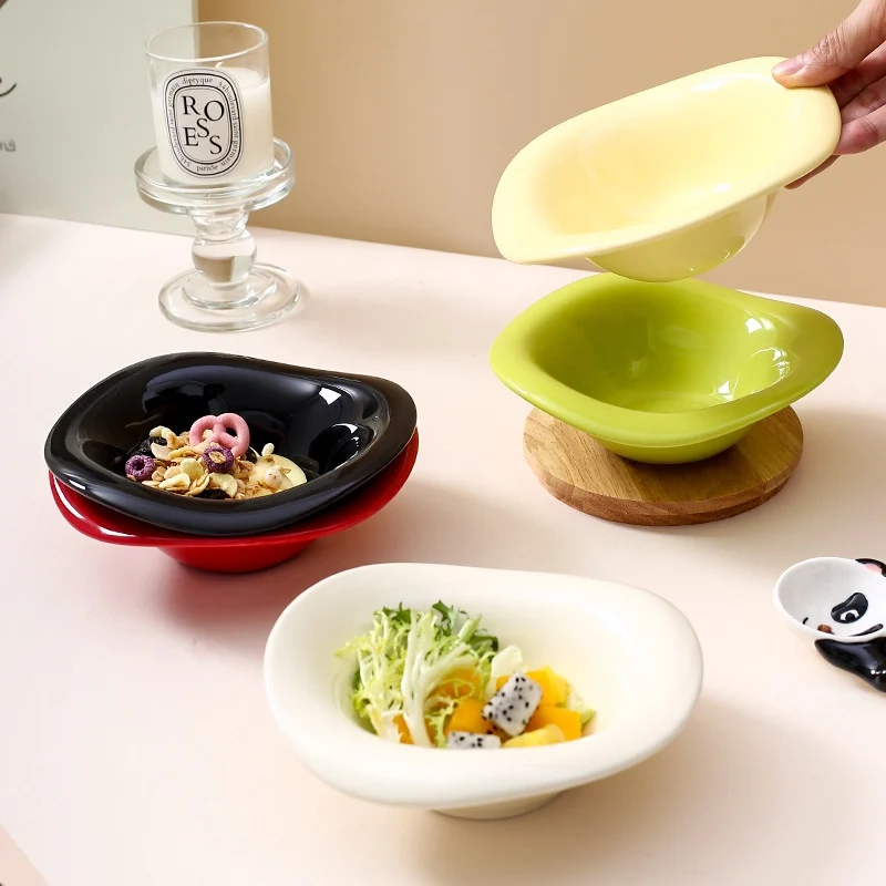 Instagram-style Salad Bowl Ceramic Cream-toned Dessert For Afternoon Tea — image 7