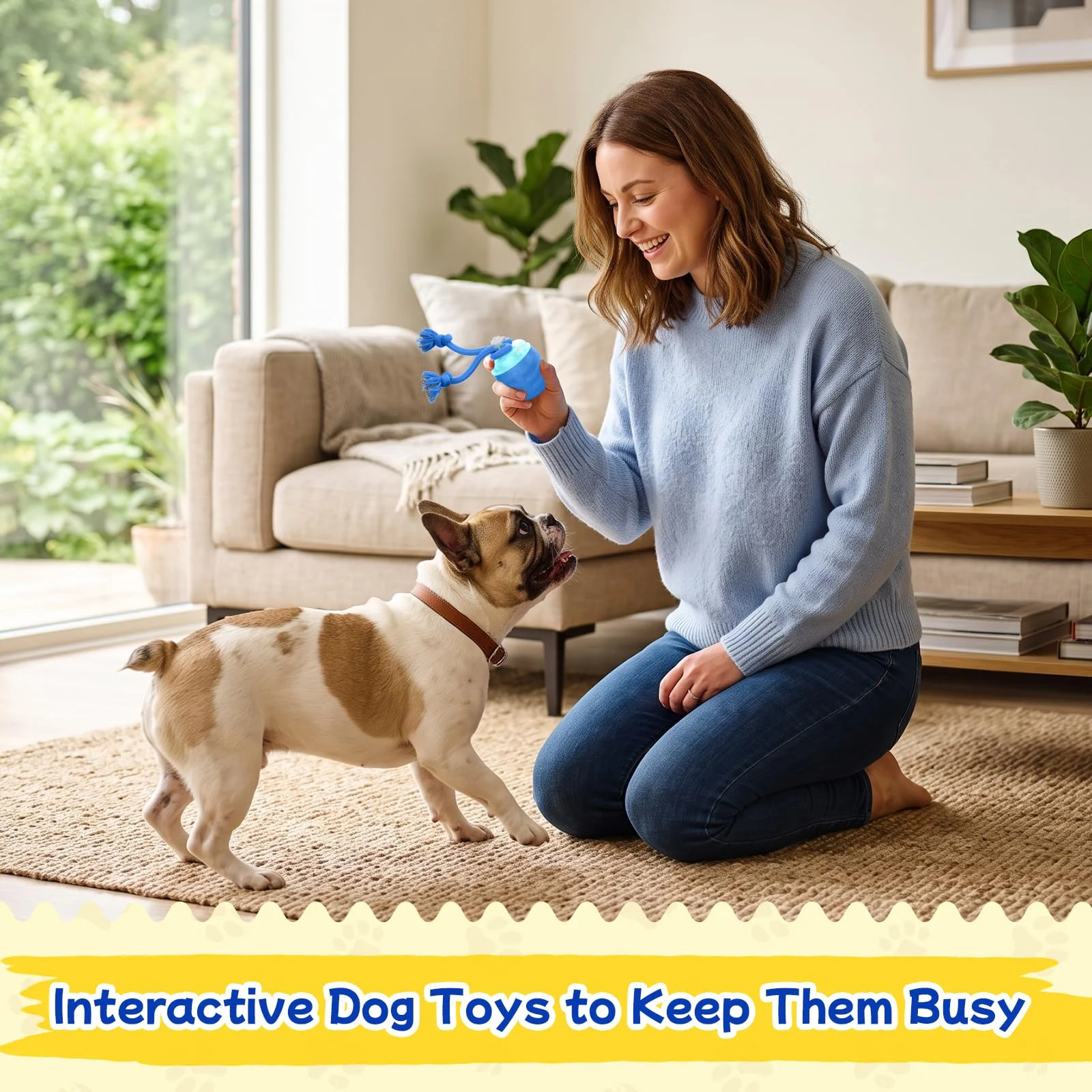 Interactive Dog Toys, Automatic Rolling Dogs Toy With Rope For Medium Large Dogs,… — image 3