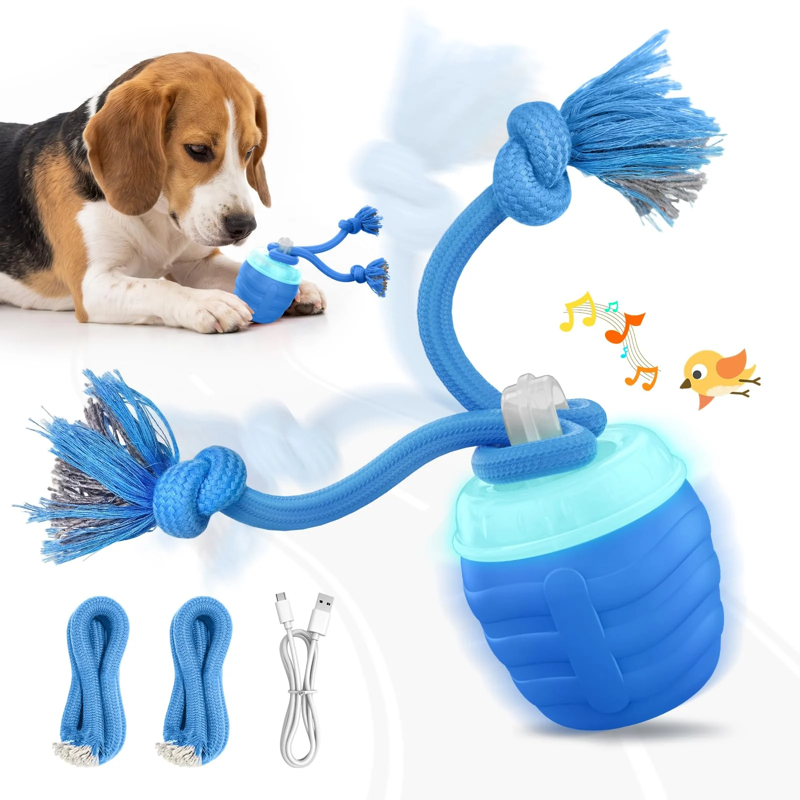 Interactive Dog Toys, Automatic Rolling Dogs Toy With Rope For Medium Large Dogs,… — image 5