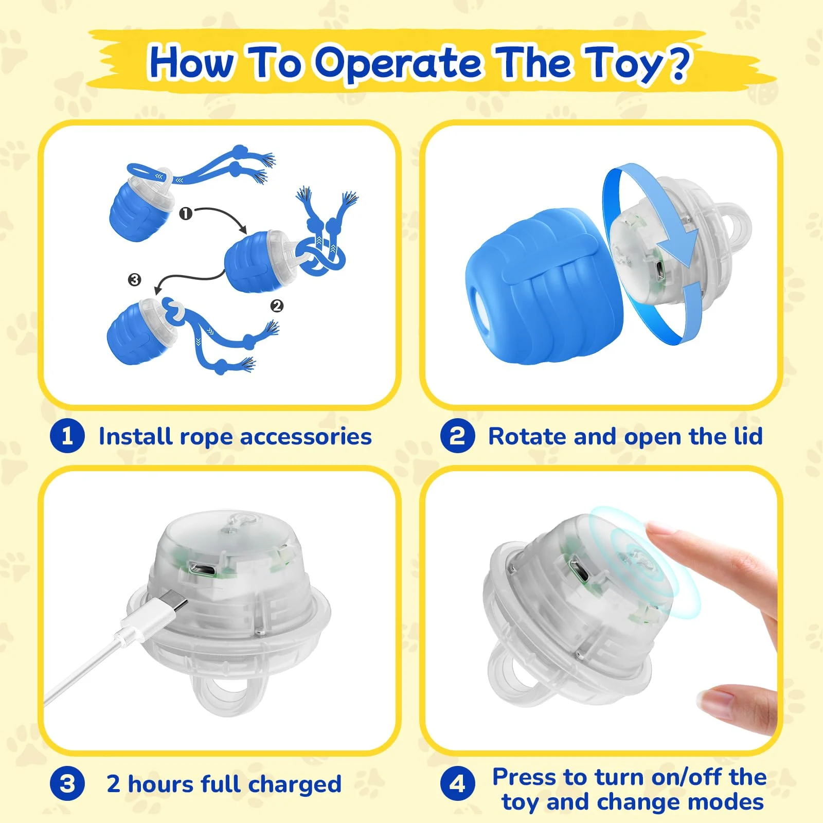 Interactive Dog Toys, Automatic Rolling Dogs Toy With Rope For Medium Large Dogs,… — image 4