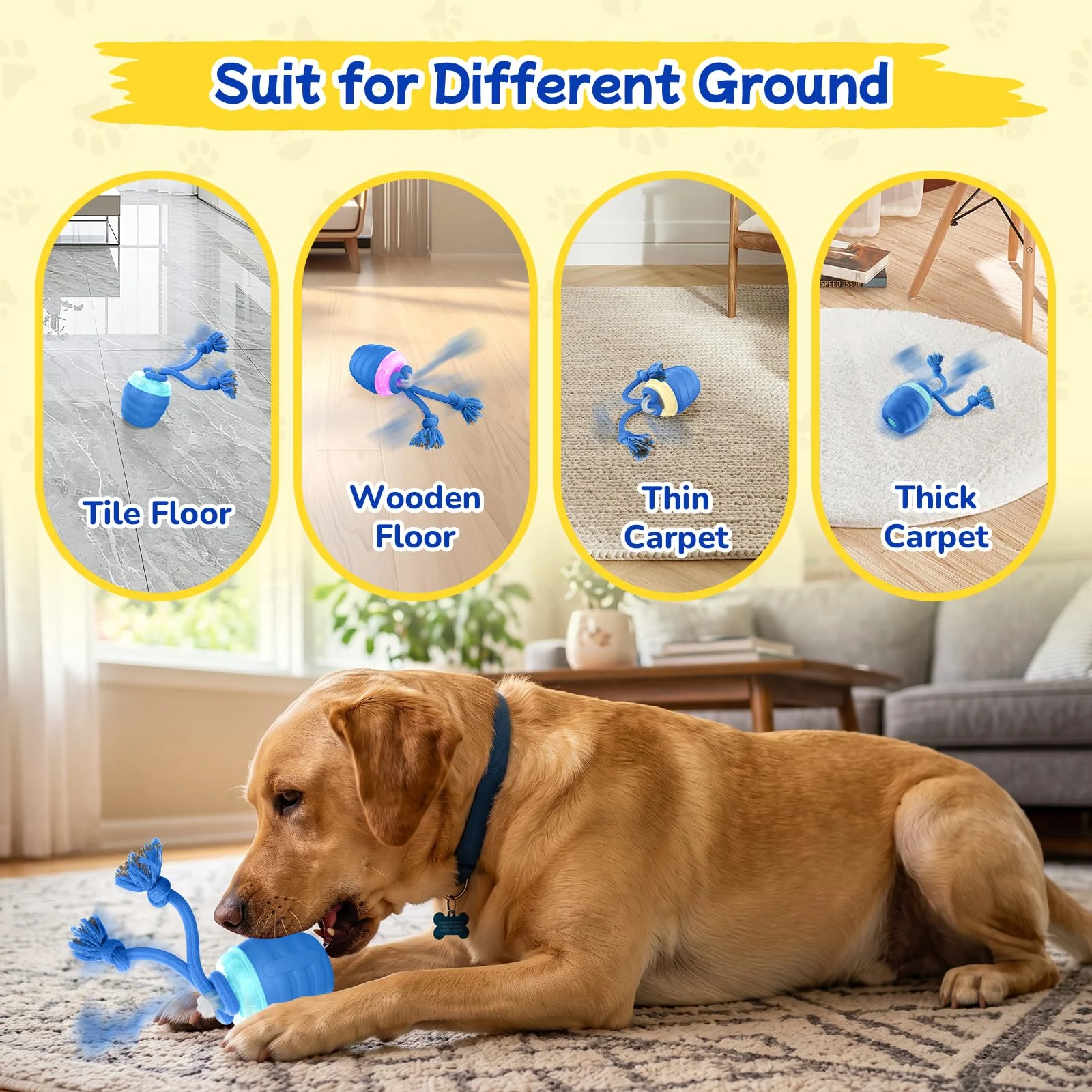 Interactive Dog Toys, Automatic Rolling Dogs Toy With Rope For Medium Large Dogs,… — image 2