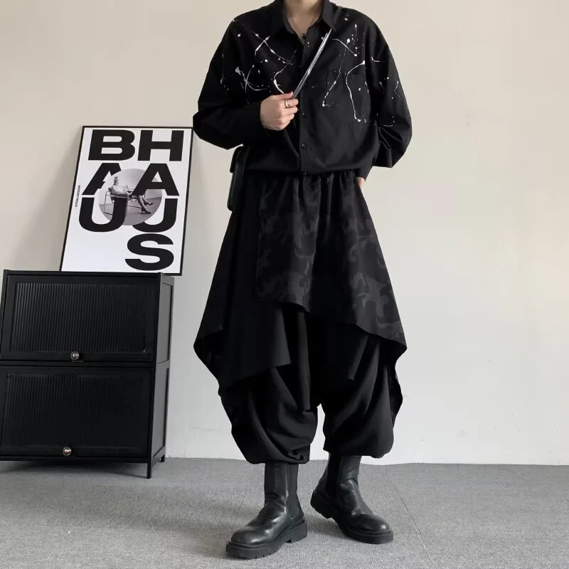 Irregular Culottes Mens Plus-size Harem Pants — image 1