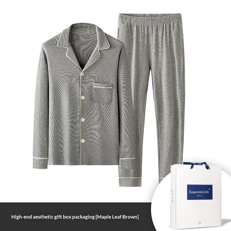 Jacquard Plaid Autumnwinter Mens Pajama Set — image 2