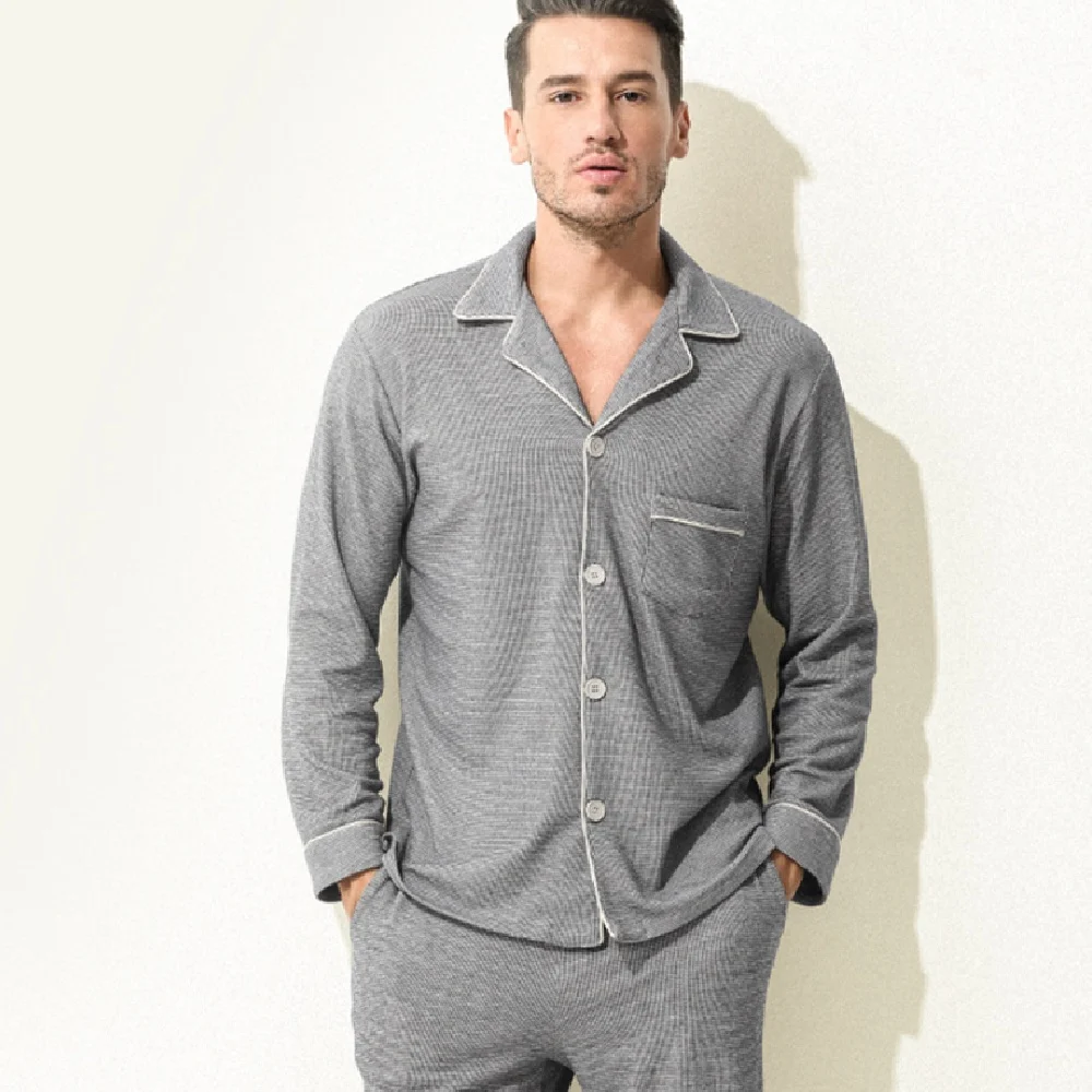 Jacquard Plaid Autumnwinter Mens Pajama Set — image 3