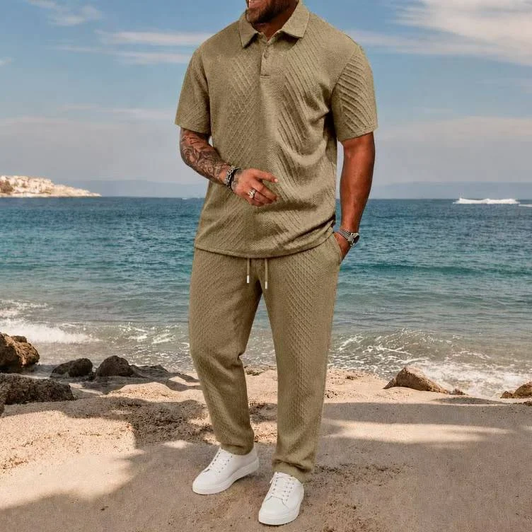 Jacquard Short-sleeve Mens T-shirt And Sportswear Set — image 4