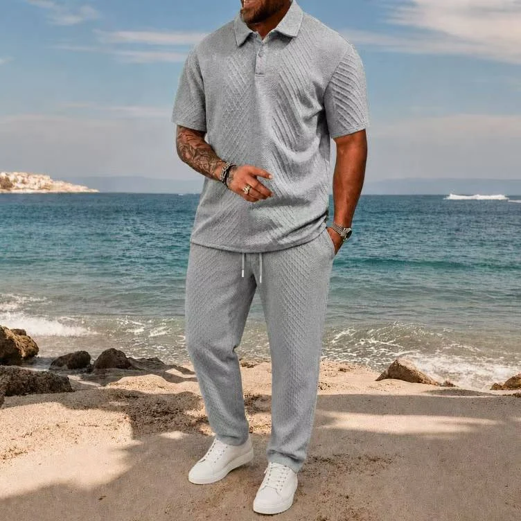 Jacquard Short-sleeve Mens T-shirt And Sportswear Set — image 5