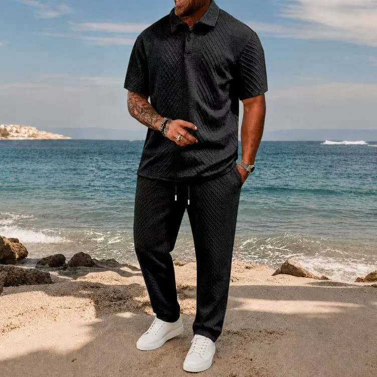 Jacquard Short-sleeve Mens T-shirt And Sportswear Set — image 7