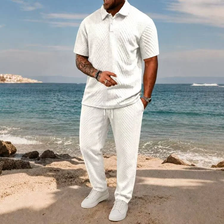 Jacquard Short-sleeve Mens T-shirt And Sportswear Set — image 2