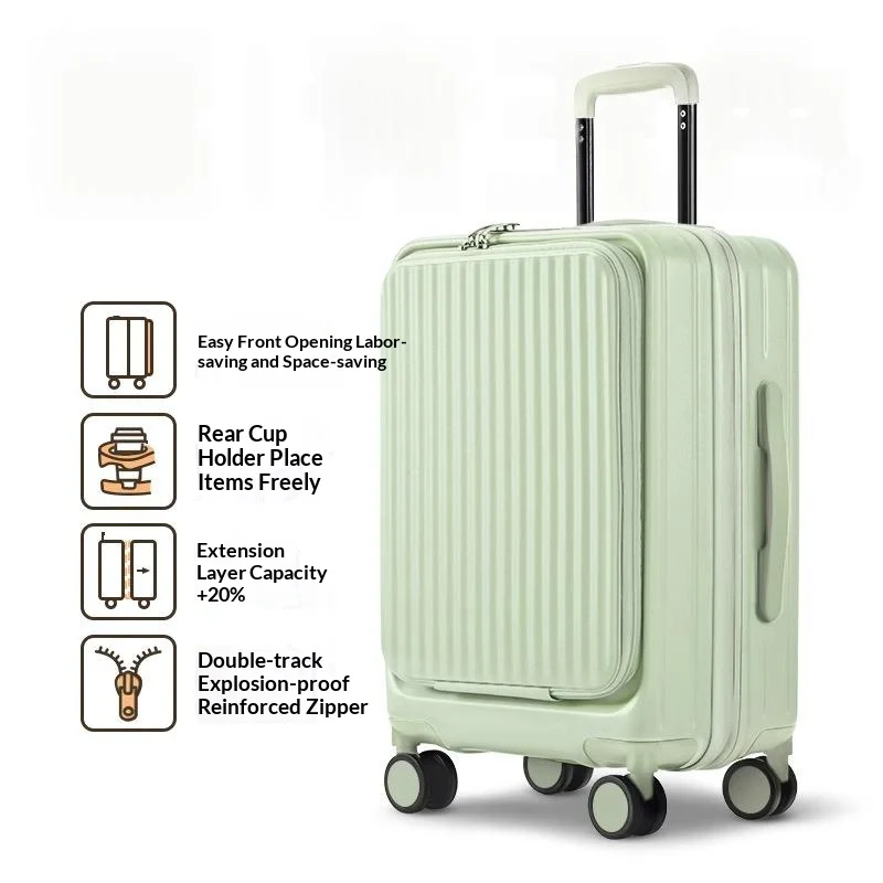Jade Blue--new Side-opening Expandable 20-inch Carry-on Rolling Suitcase 26-lock… — image 6