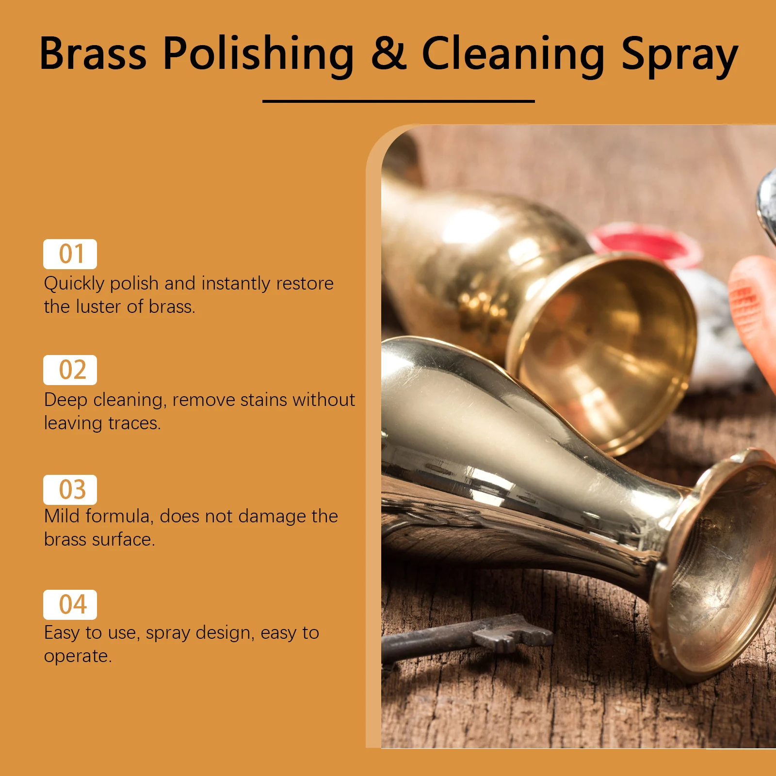 Jakehoe Brass Polishing And Cleaning Spray, Stain Removal, Polishing, Brightening,… — image 2