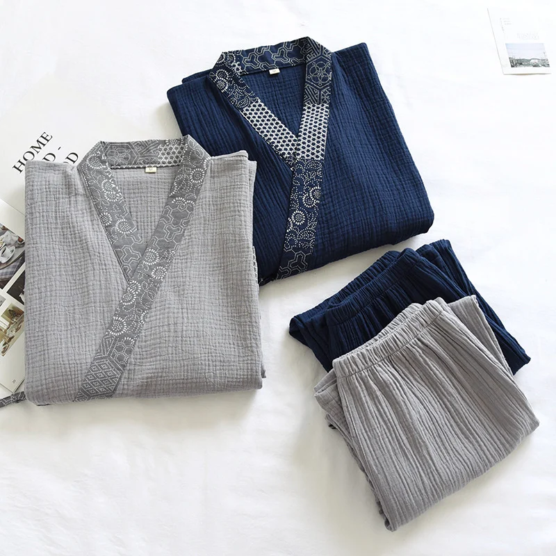 Japanese-style Minimalist Cotton Gauze Pajamas For Men — image 5