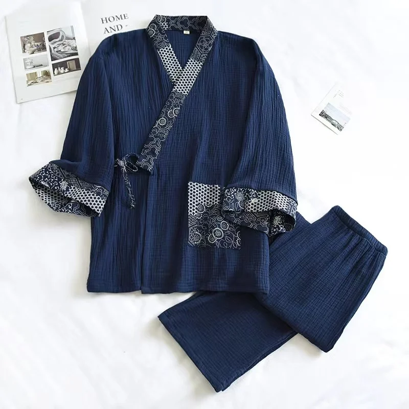 Japanese-style Minimalist Cotton Gauze Pajamas For Men — image 1