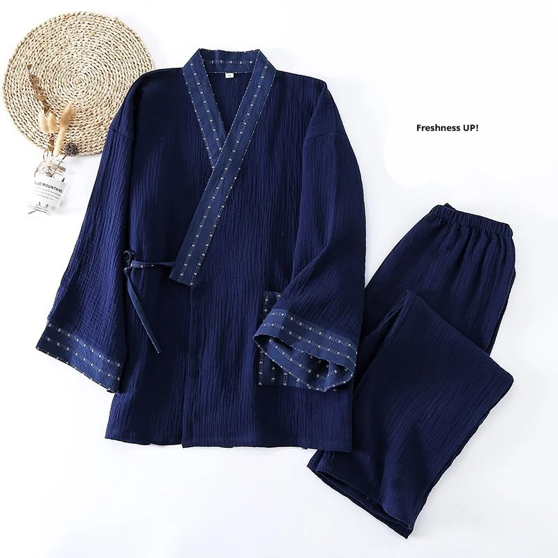 Japanese-style Minimalist Cotton Gauze Pajamas For Men — image 8