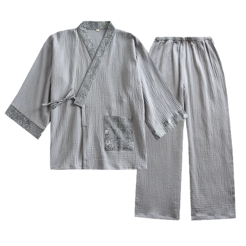 Japanese-style Minimalist Cotton Gauze Pajamas For Men — image 6