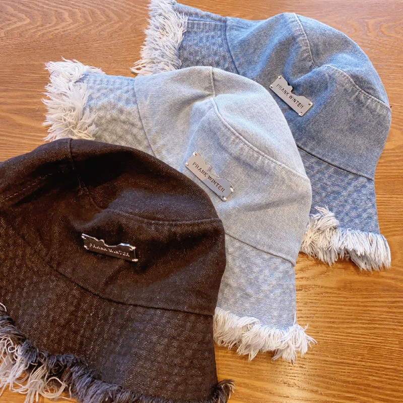 Jean Fisherman Hat Women's Spring And Summer Thin Washed Old Frayed Edge Bucket Outdoor — image 5