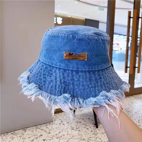 Jean Fisherman Hat Women's Spring And Summer Thin Washed Old Frayed Edge Bucket Outdoor — image 3