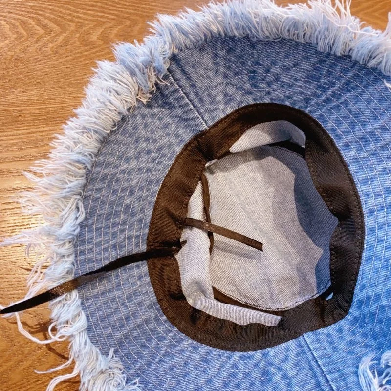 Jean Fisherman Hat Women's Spring And Summer Thin Washed Old Frayed Edge Bucket Outdoor — image 2