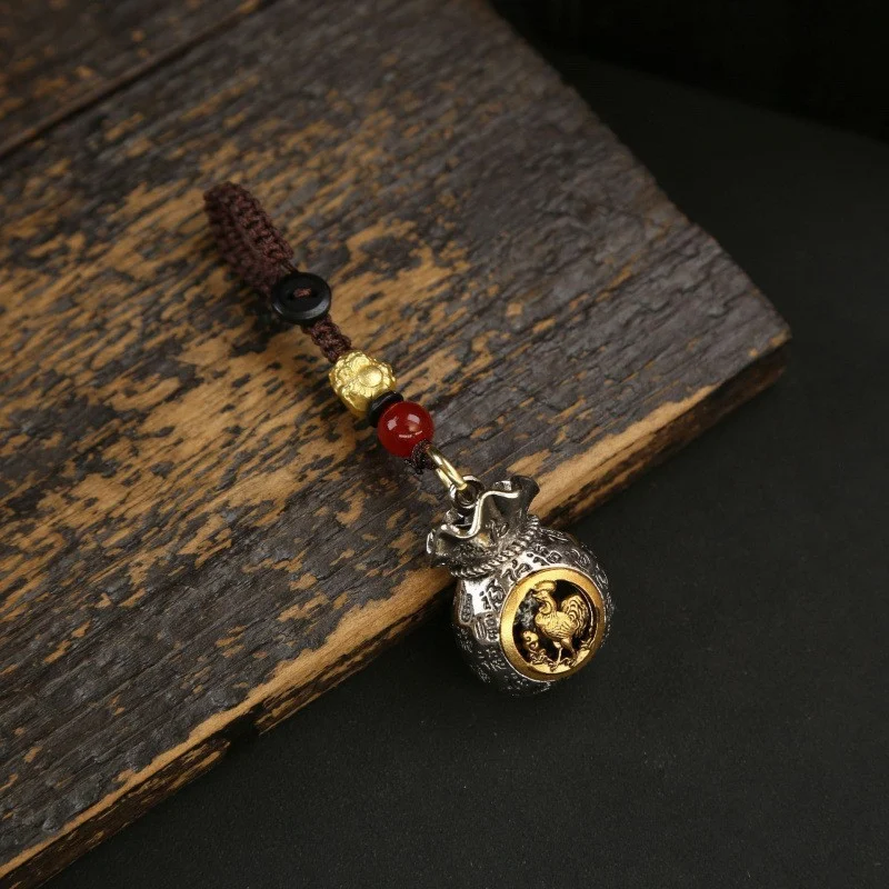 Keychain Daily Income Gold Coin Pouch Spinning Charm Hundred Blessings Small Pendant — image 4