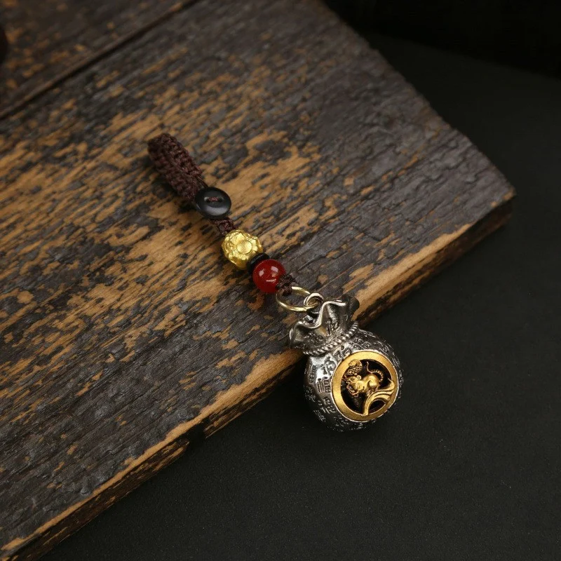 Keychain Daily Income Gold Coin Pouch Spinning Charm Hundred Blessings Small Pendant — image 5