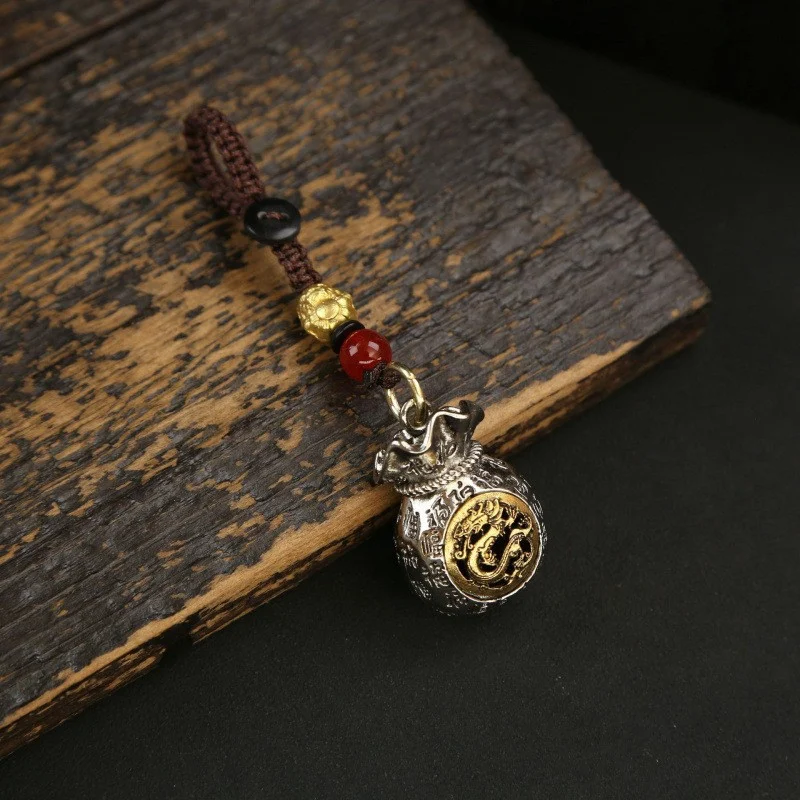 Keychain Daily Income Gold Coin Pouch Spinning Charm Hundred Blessings Small Pendant — variant image