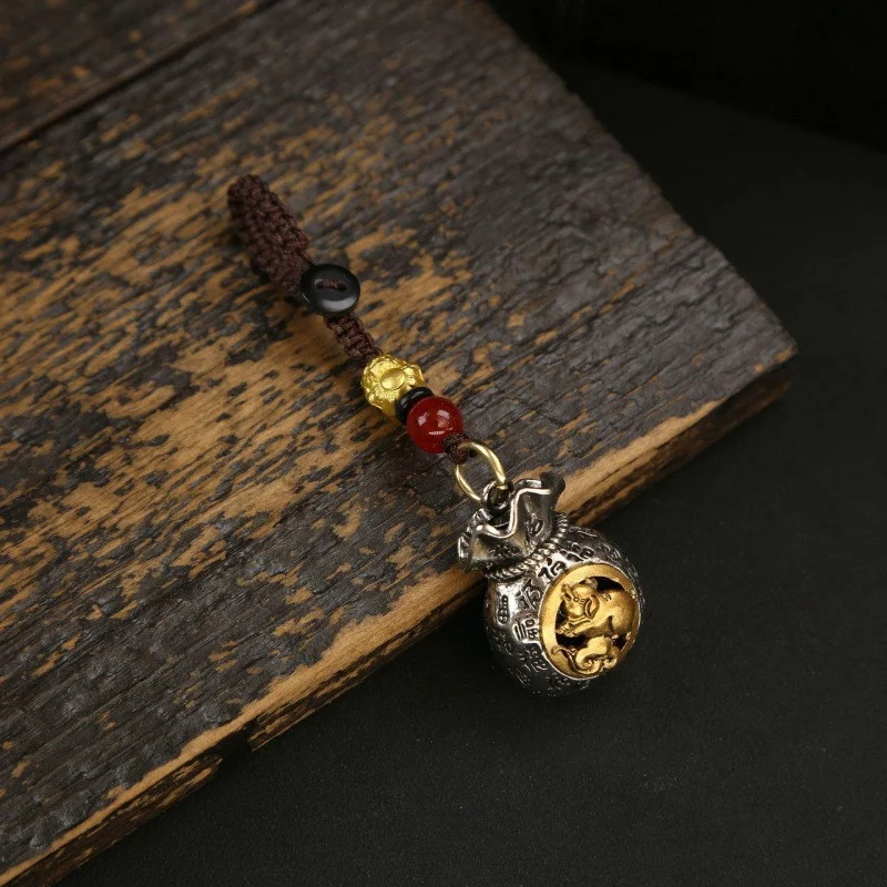 Keychain Daily Income Gold Coin Pouch Spinning Charm Hundred Blessings Small Pendant — image 8
