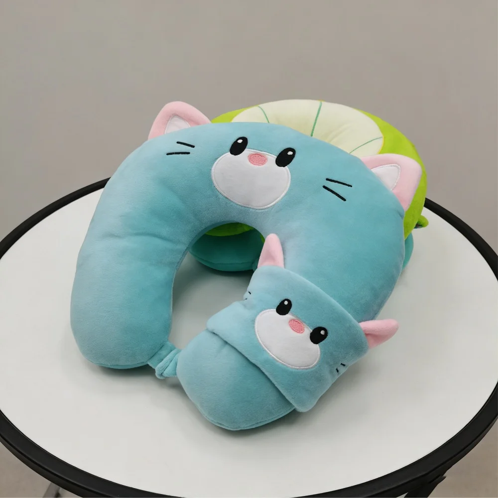 Kids Cartoon Animal Travel Neck Pillow With Matching Eye Mask, Soft Plush U Shape… — image 2