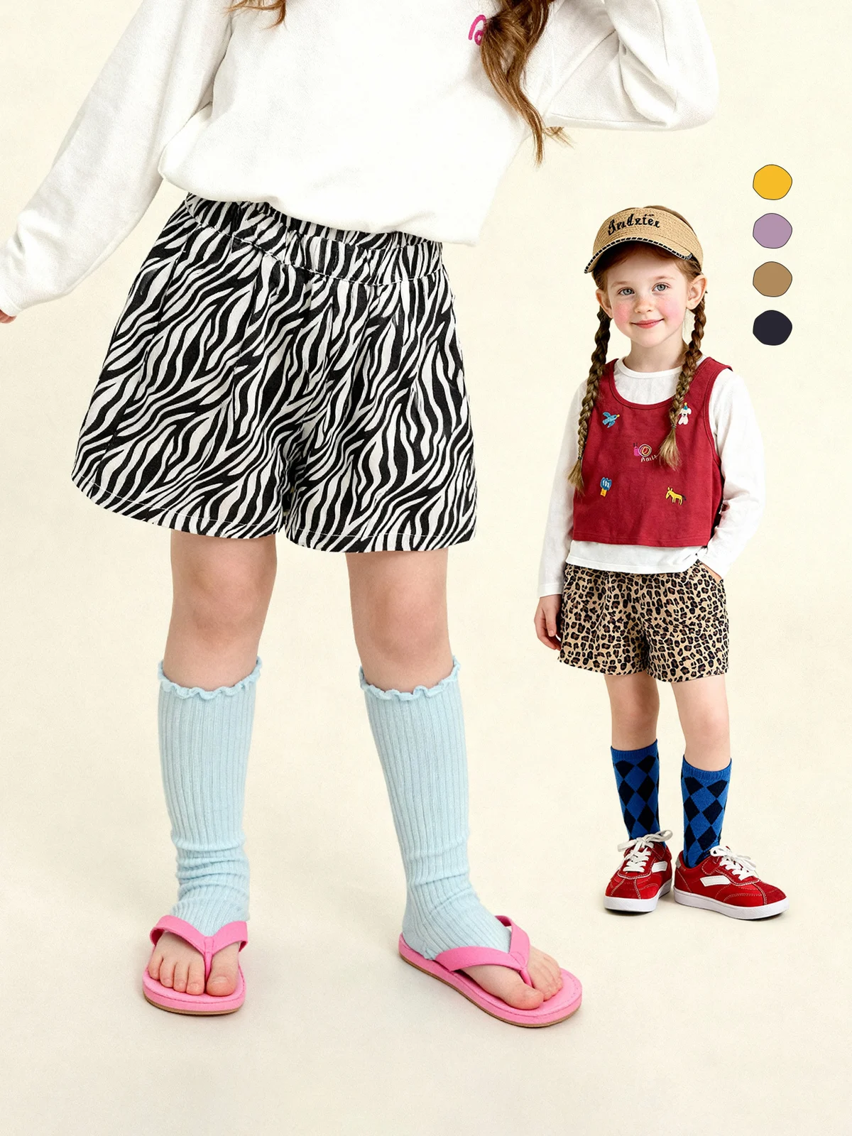 Kids' Shortsvibrant Retro Contrast-color Versatile Casual Pants — image 4