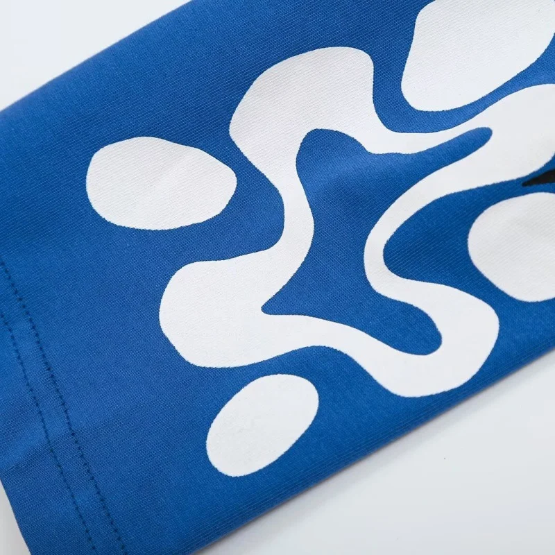 Klein Blue Star-print Casual Washed Long-sleeve T-shirt Top — image 3