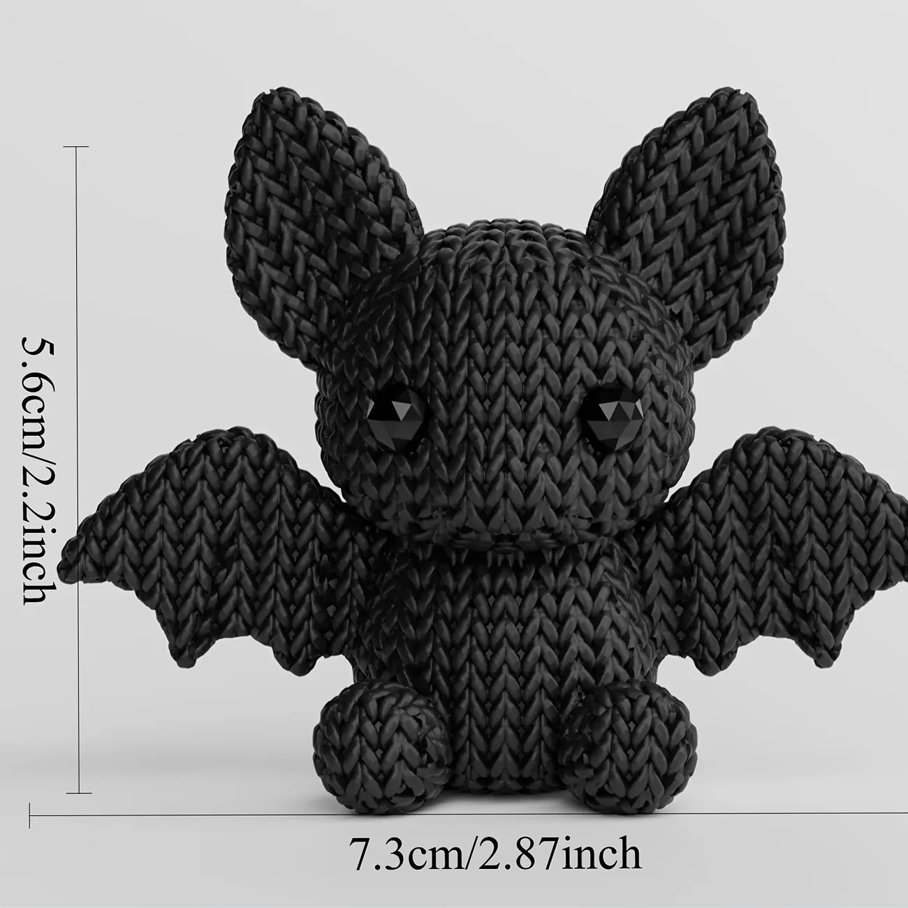Knitted-texture Table Sculpture Black Crochet-style Bat Statue — image 2