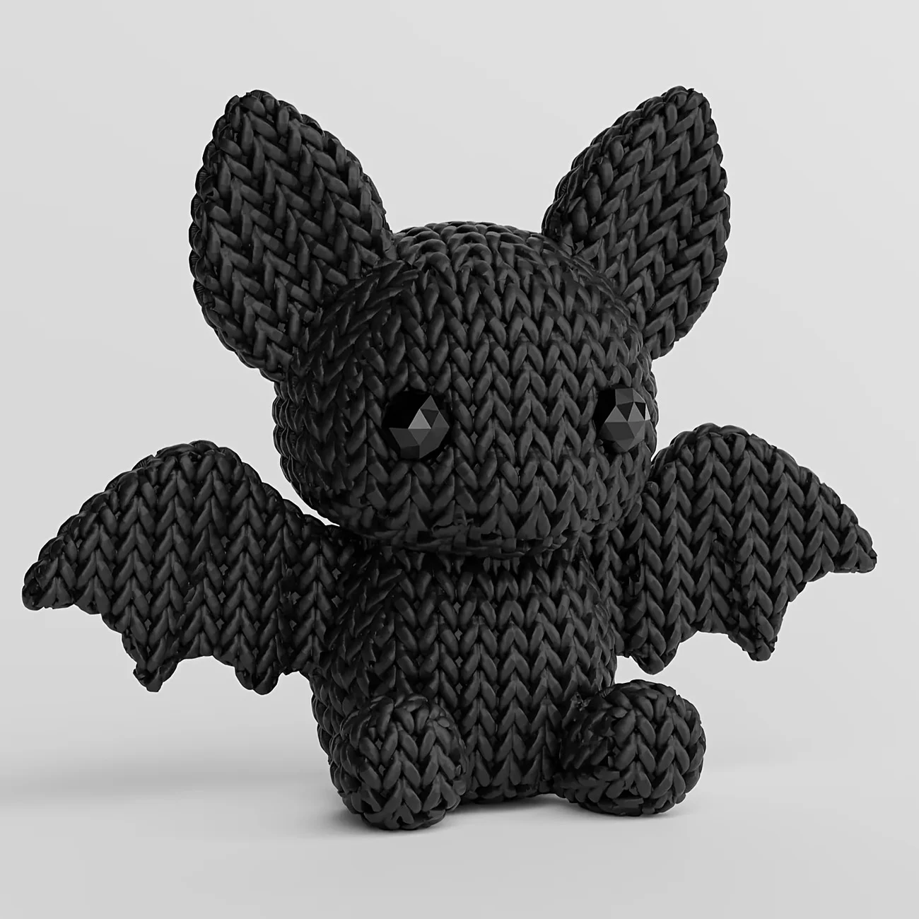 Knitted-texture Table Sculpture Black Crochet-style Bat Statue — image 3