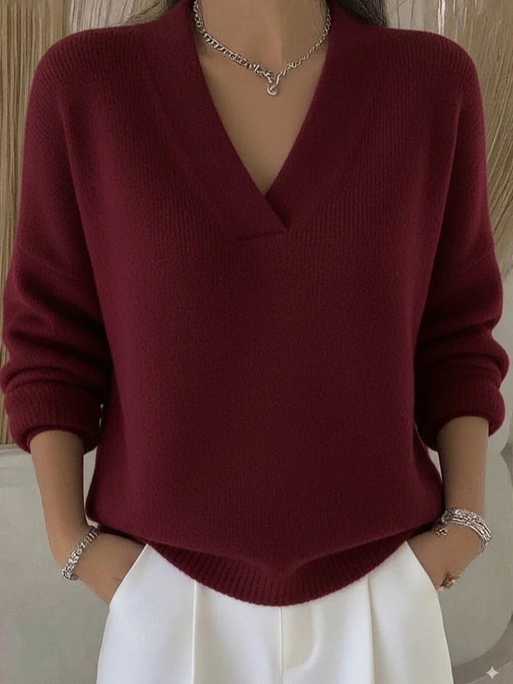 Knitted V Neck Loose Sweater Autumn And Winter New Solid Color Casual Fashion Women's… — image 5