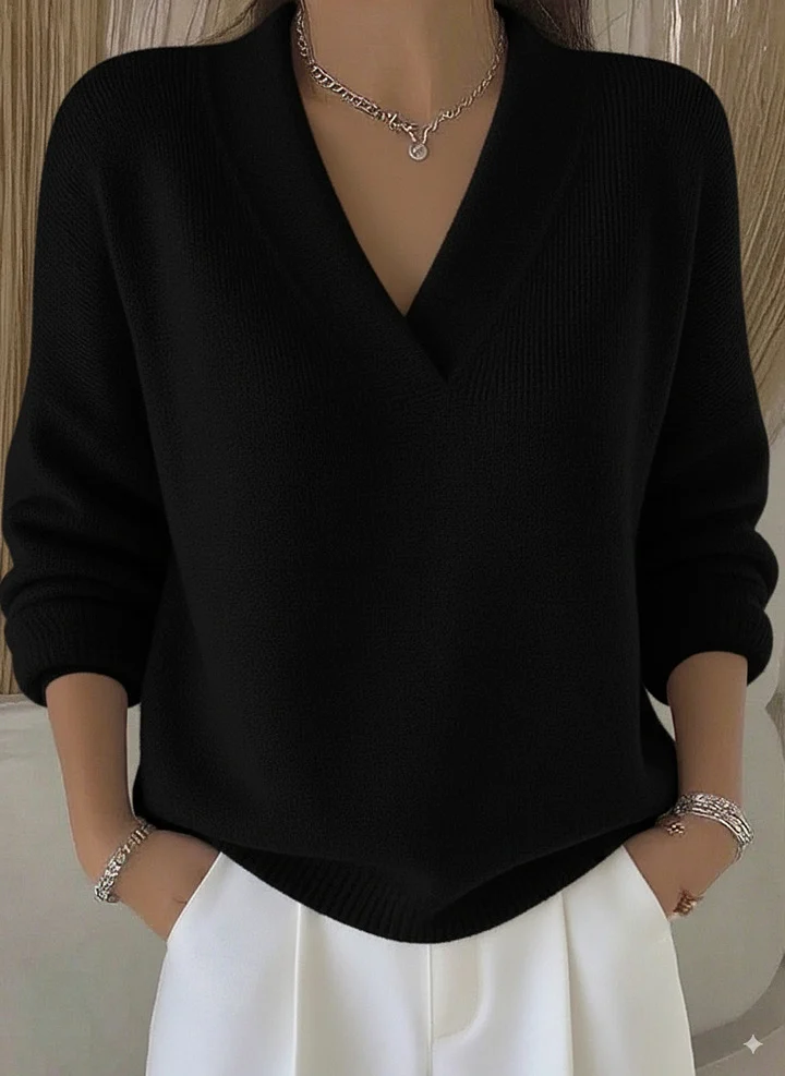 Knitted V Neck Loose Sweater Autumn And Winter New Solid Color Casual Fashion Women's… — image 7