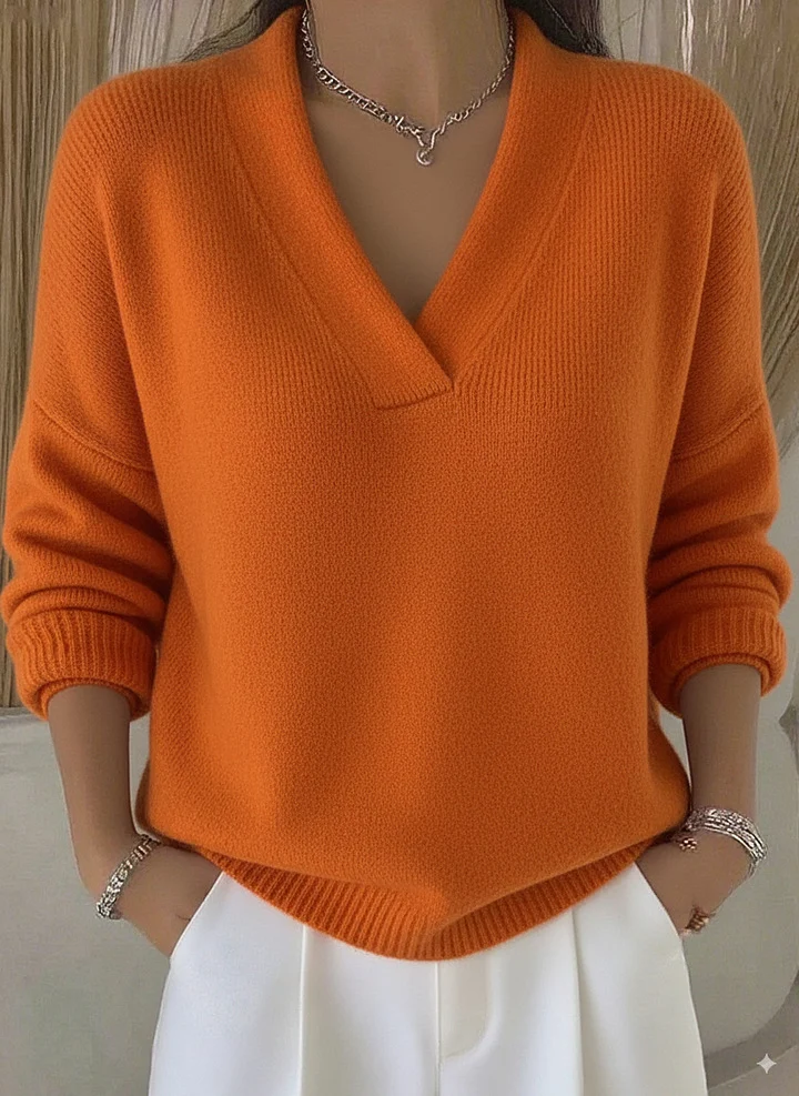 Knitted V Neck Loose Sweater Autumn And Winter New Solid Color Casual Fashion Women's… — image 8