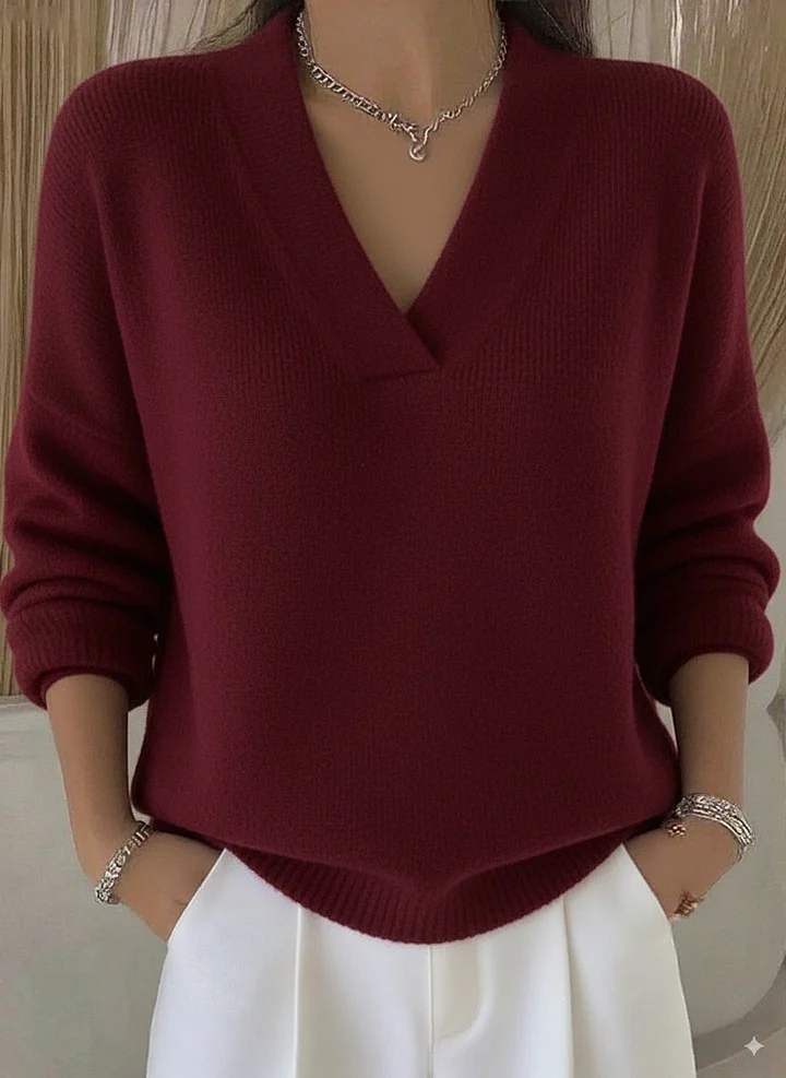 Knitted V Neck Loose Sweater Autumn And Winter New Solid Color Casual Fashion Women's… — image 6