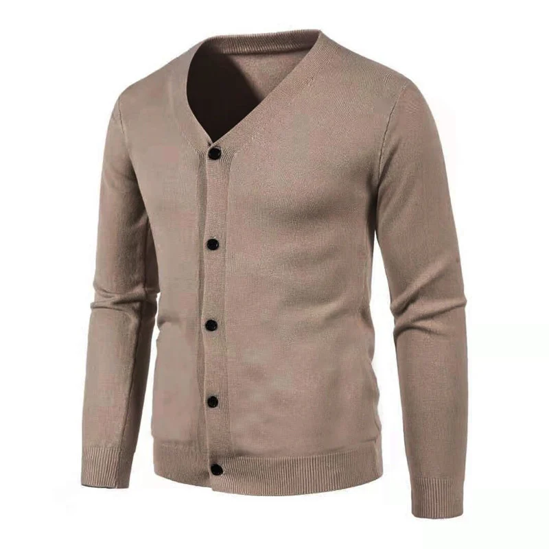 Knitwear Cardigan Ready-made Autum Export Men's V Neck Slim Button-down Bottoming Shirt — image 11