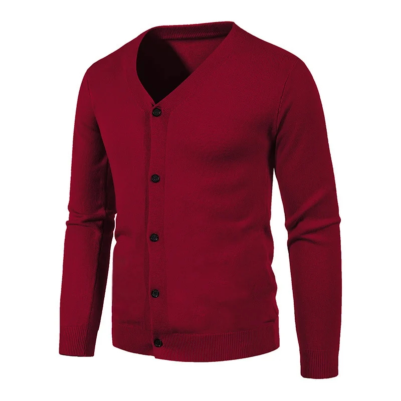 Knitwear Cardigan Ready-made Autum Export Men's V Neck Slim Button-down Bottoming Shirt — image 4