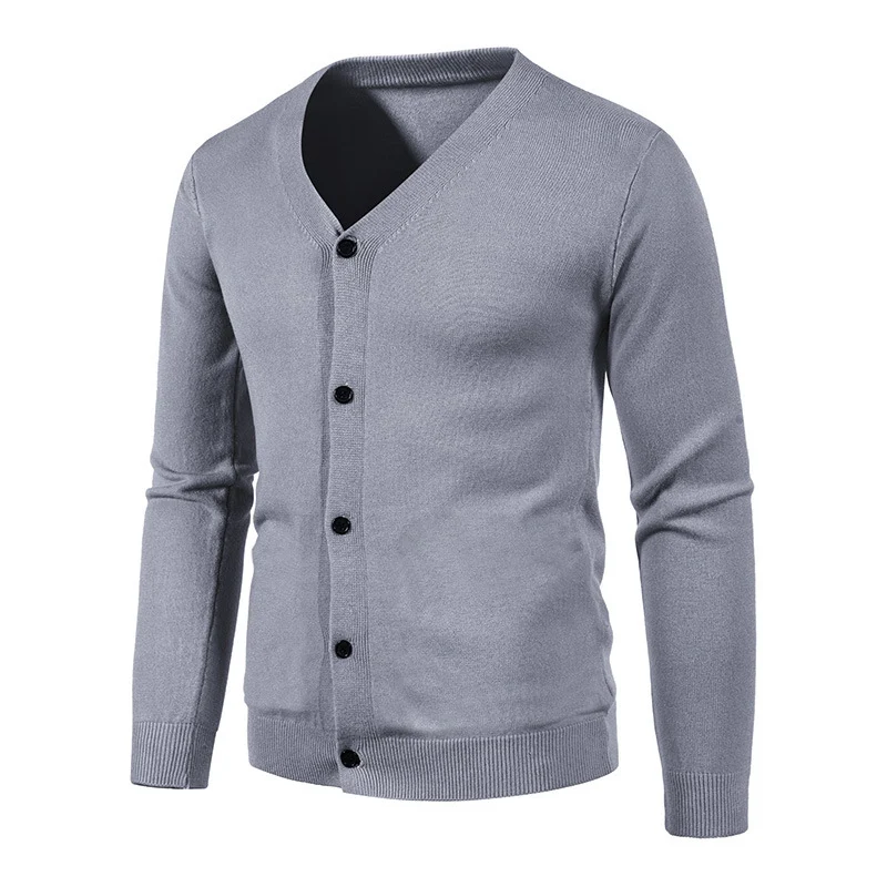 Knitwear Cardigan Ready-made Autum Export Men's V Neck Slim Button-down Bottoming Shirt — image 6