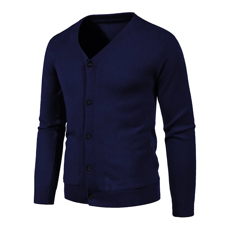 Knitwear Cardigan Ready-made Autum Export Men's V Neck Slim Button-down Bottoming Shirt — image 5