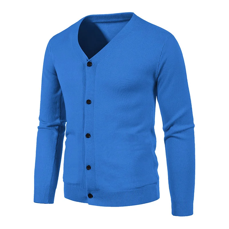 Knitwear Cardigan Ready-made Autum Export Men's V Neck Slim Button-down Bottoming Shirt — image 3