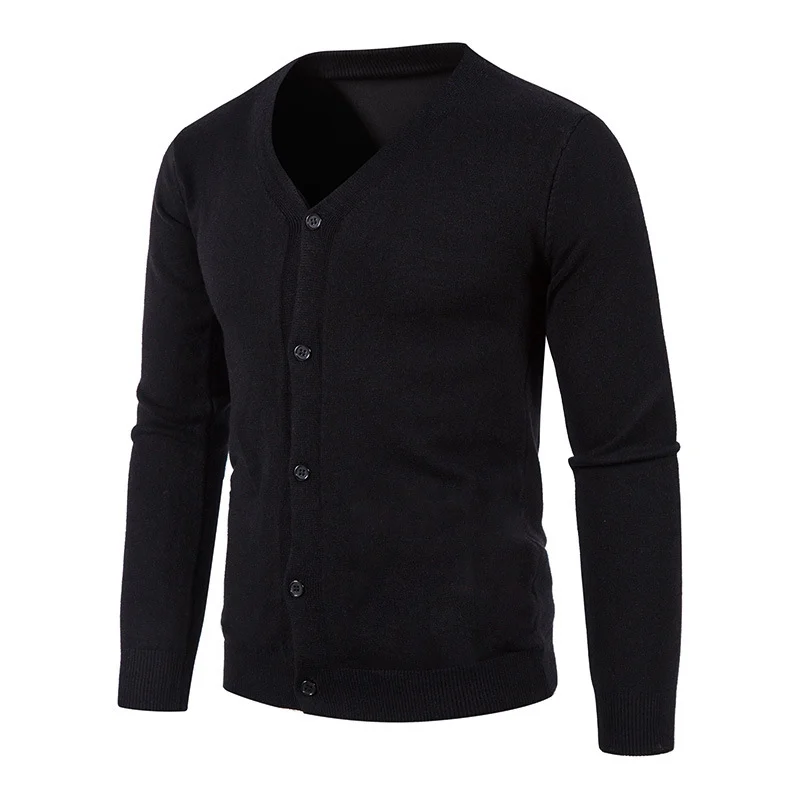 Knitwear Cardigan Ready-made Autum Export Men's V Neck Slim Button-down Bottoming Shirt — image 8