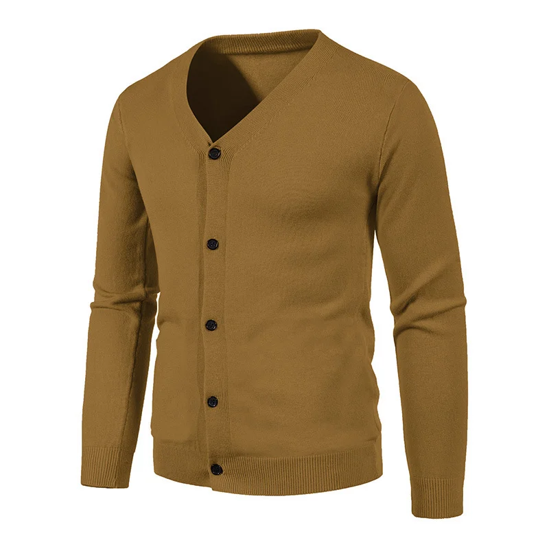 Knitwear Cardigan Ready-made Autum Export Men's V Neck Slim Button-down Bottoming Shirt — image 10