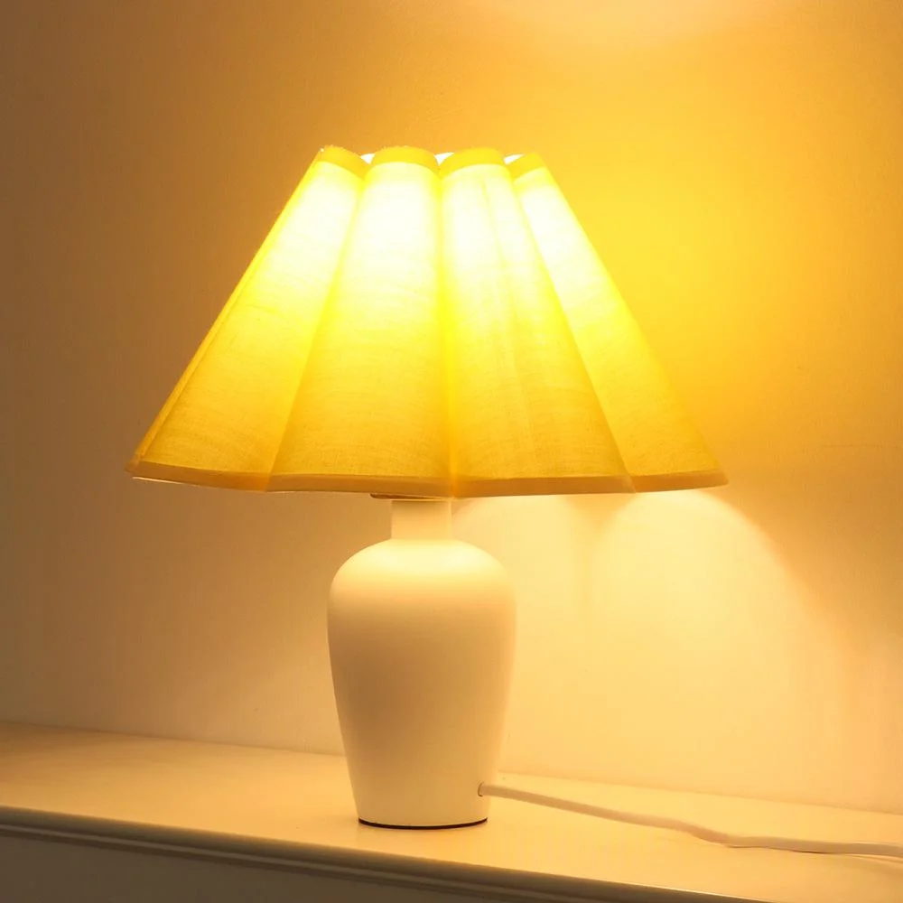 Korean-style Small Desk Lamp Pleated Fabric LED Mood Light Hotel And Home Decor… — image 2