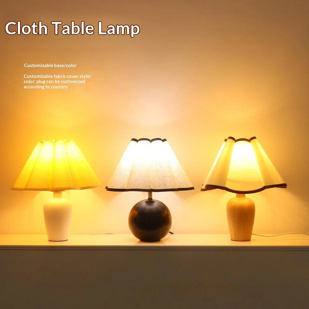 Korean-style Small Desk Lamp Pleated Fabric LED Mood Light Hotel And Home Decor… — image 5