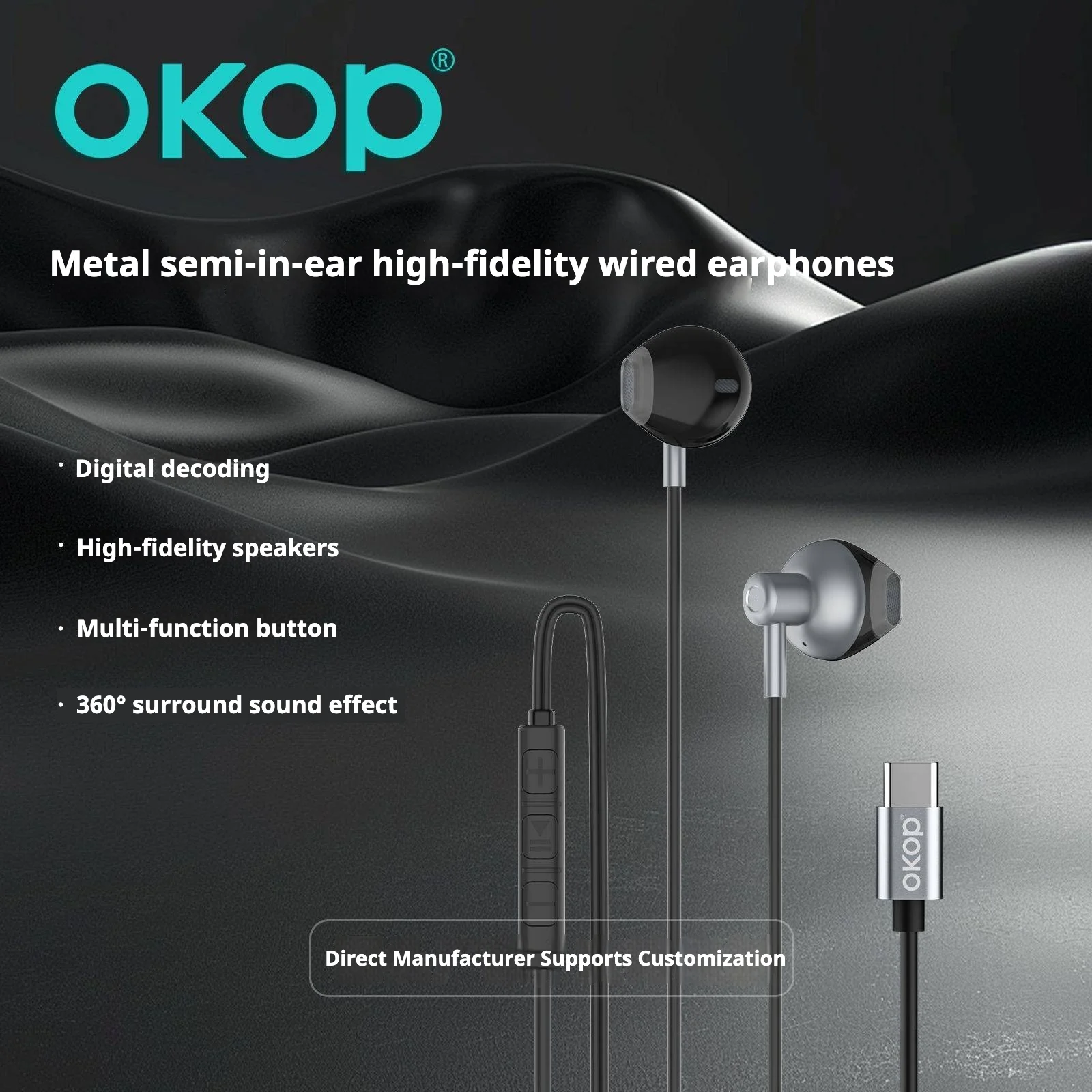 KP-235 Best-selling Wired USB-C Earphones High-quality Audio High Volume Semi-in-ear… — image 2