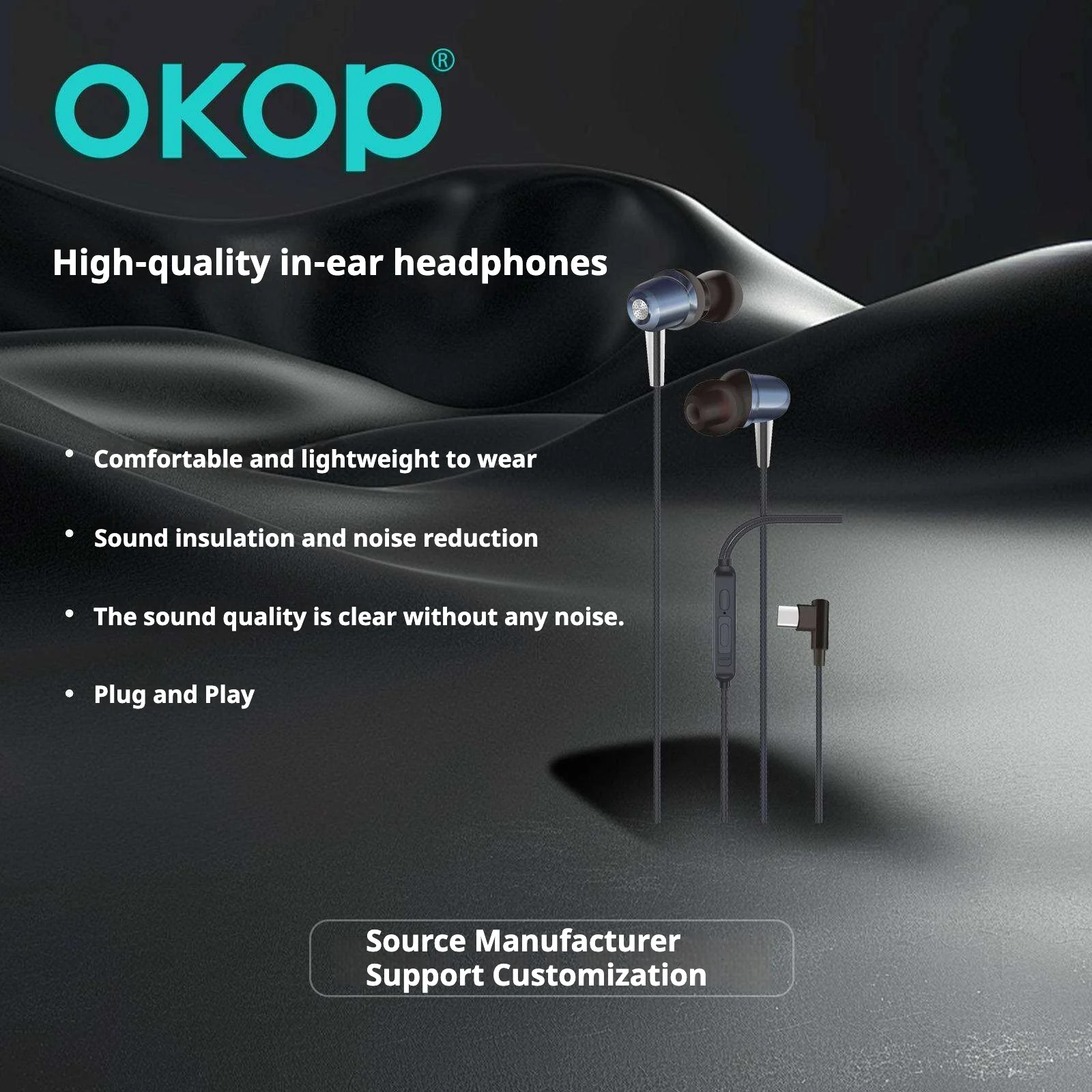 KP-243 New In-ear USB-C Wired Earphones With In-line Controls High Volume Sound… — image 3