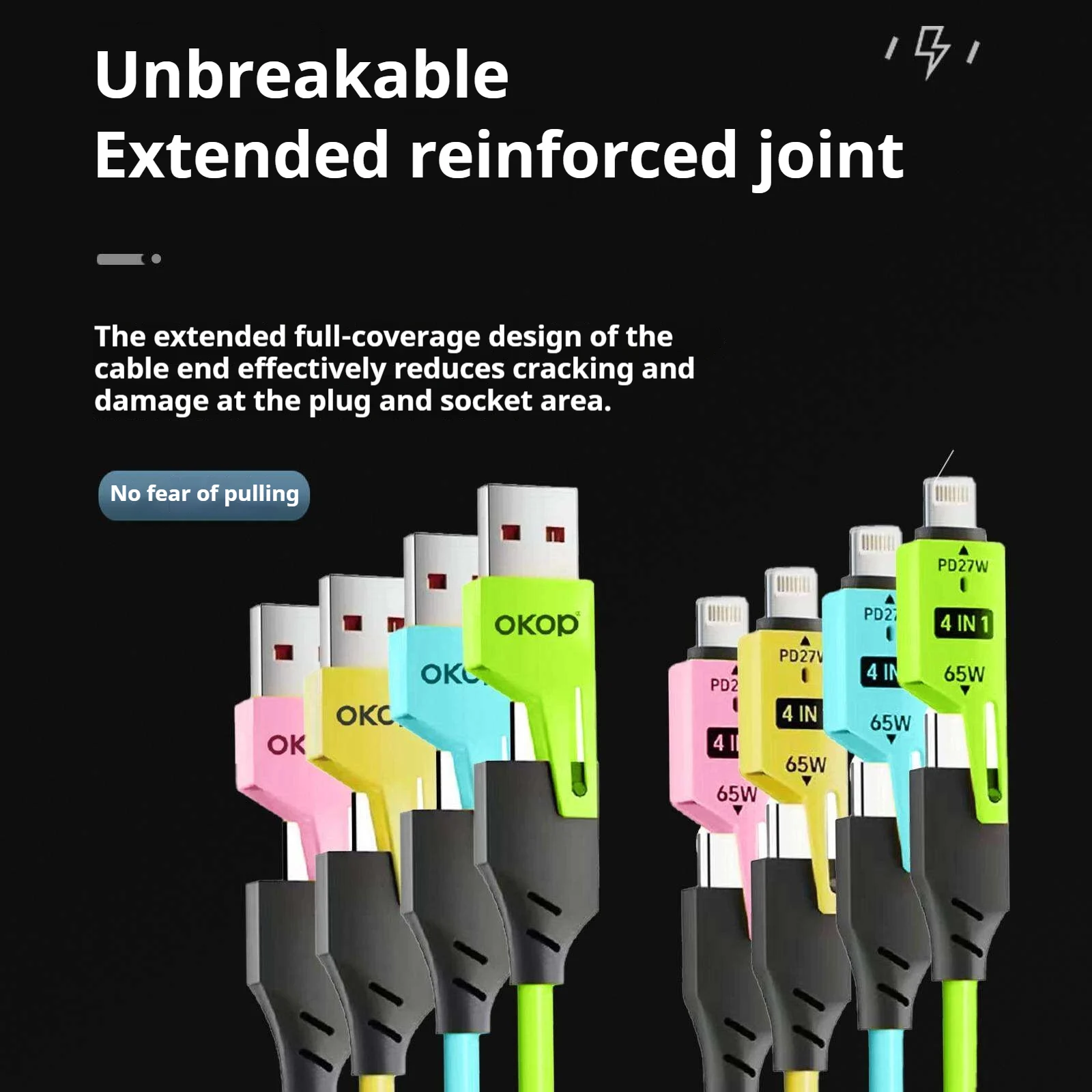 KP-314 3-in-1 4-in-1 65W Retractable Charging Cable Fast For Appl Huawe Product — image 4